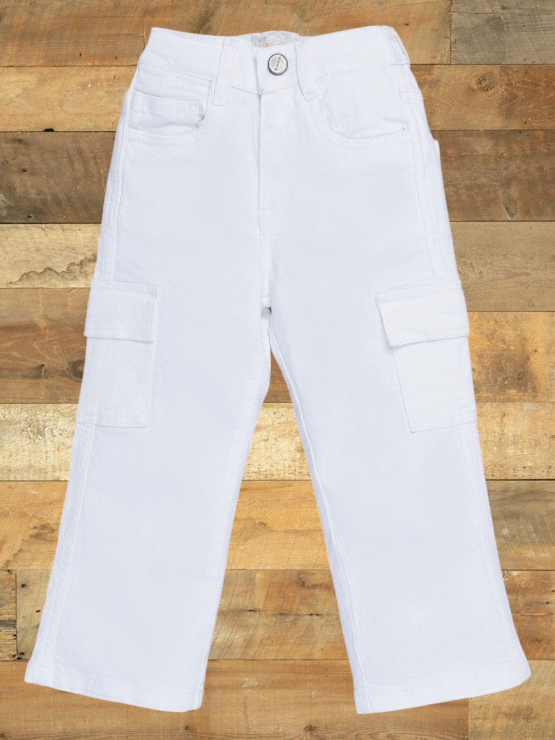 GUTI Girls Flared Low-Rise Stretchable cargo Jeans