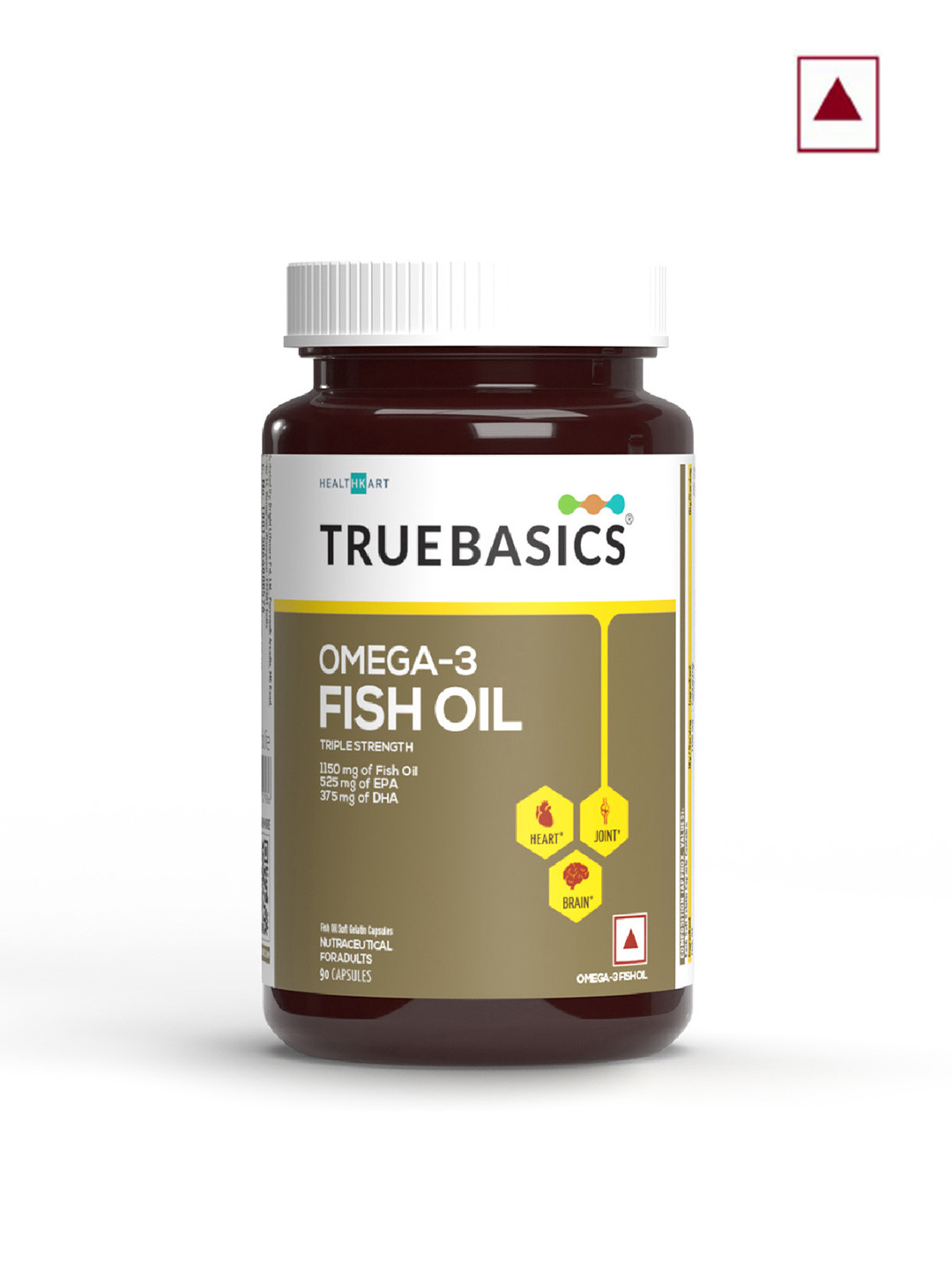 TrueBasics Lead Free Omega 3 Fish Oil Soft Gelatin Capsules For Heart & Brain- 90 Capsules