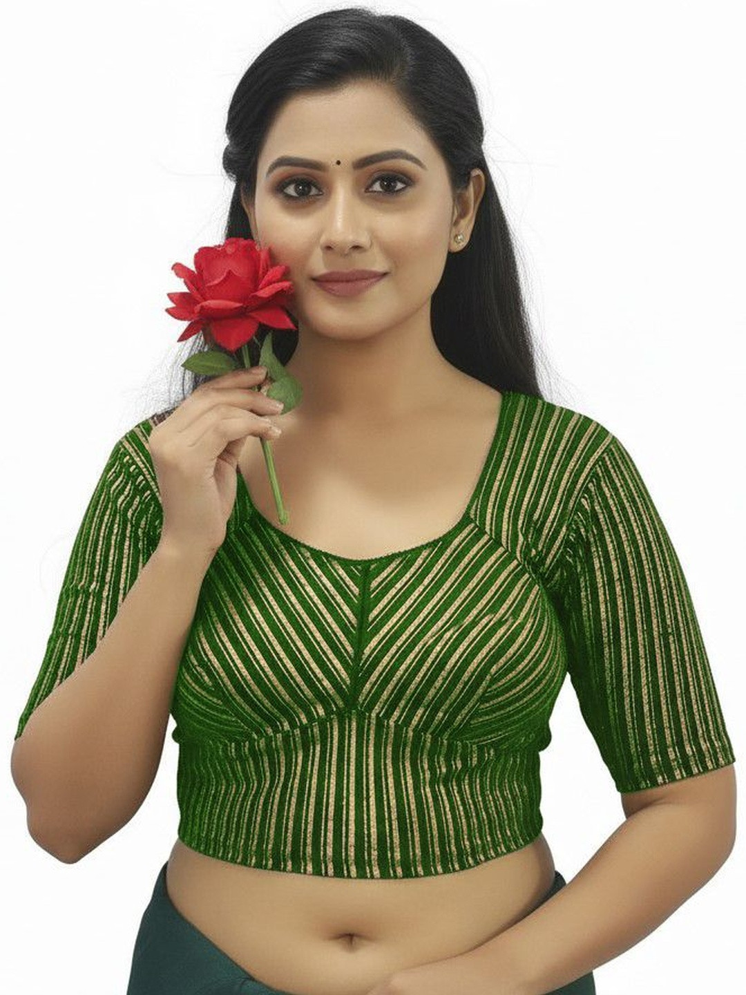 PU FASHION Women Strechable Saree Blouse With Back Hook Design