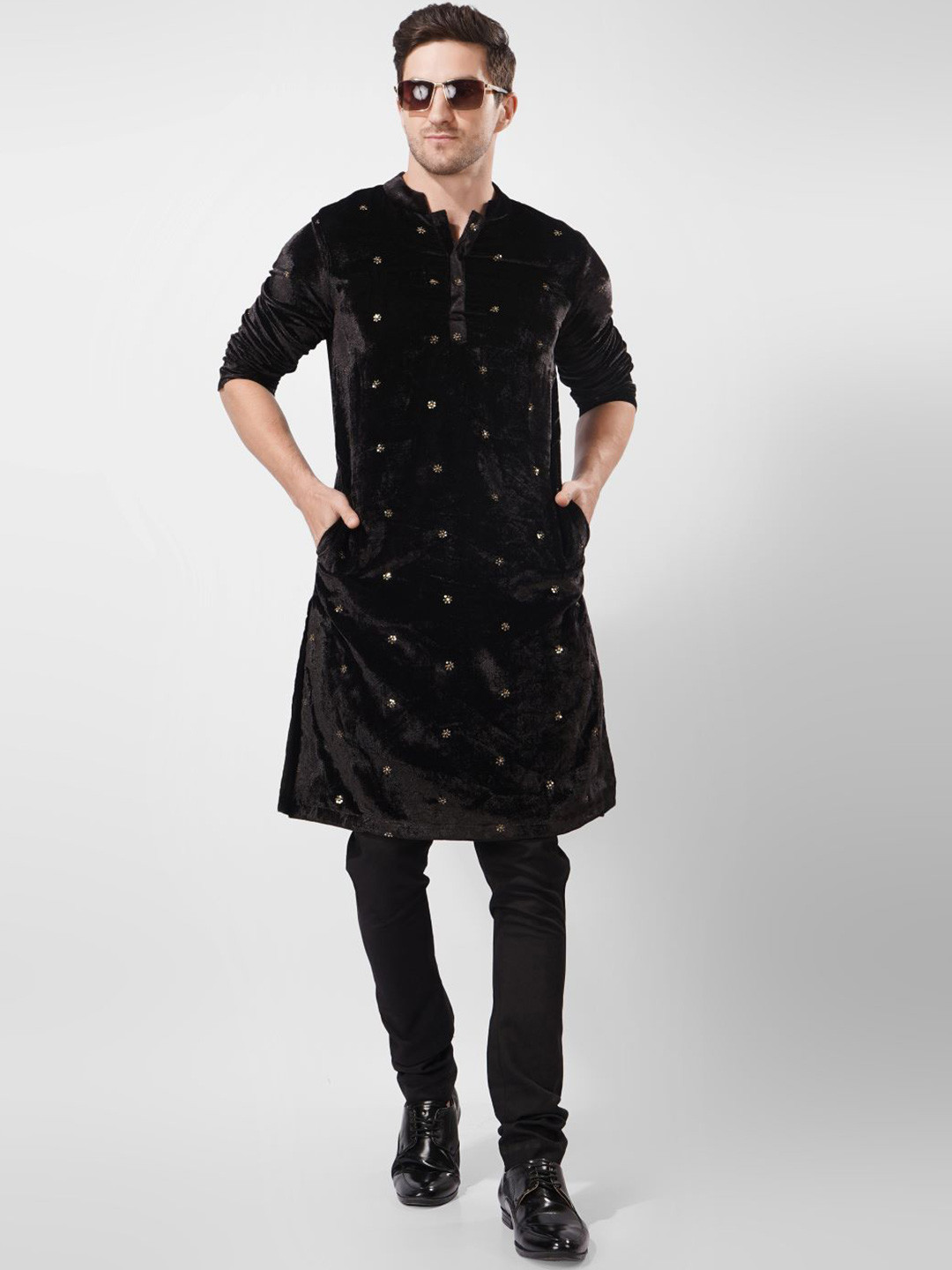 UNLOKALE Men Embellished Woven Design ADVIK Festive Straight Kurta