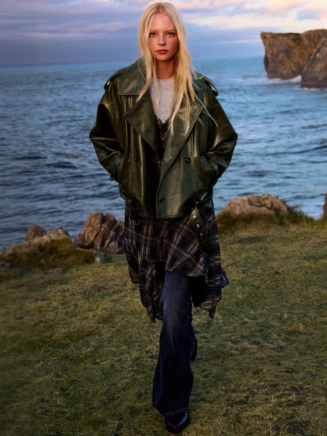 Bershka Women Short Leather Effect Trench jacket