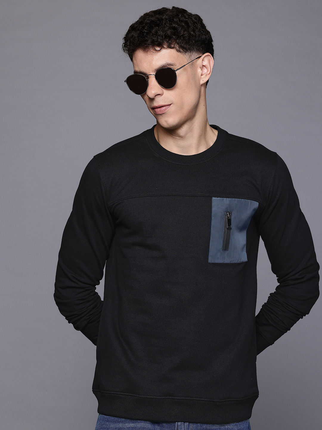 Allen Solly Pocket Detail Sweatshirt with Inner Fleece