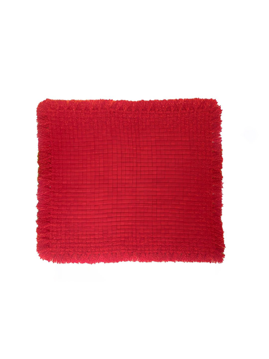 Jaipur Woollen Handicraft Red Woollen Puja Prayer Mat