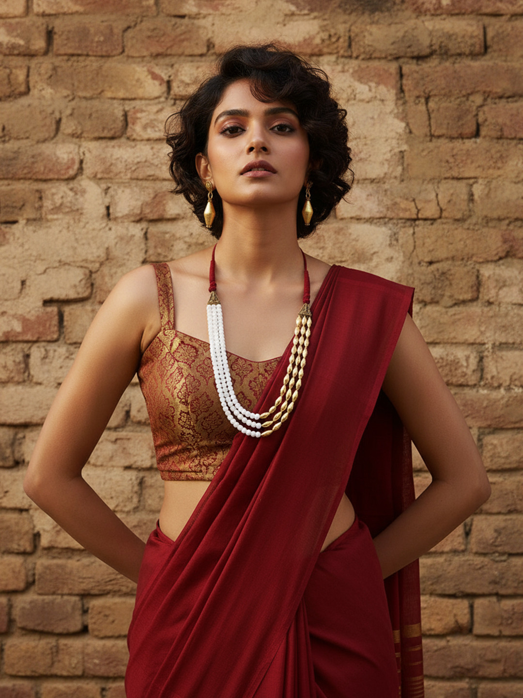 FIROZA Gold-Plated Stone Studded & Beaded Jewellery Set