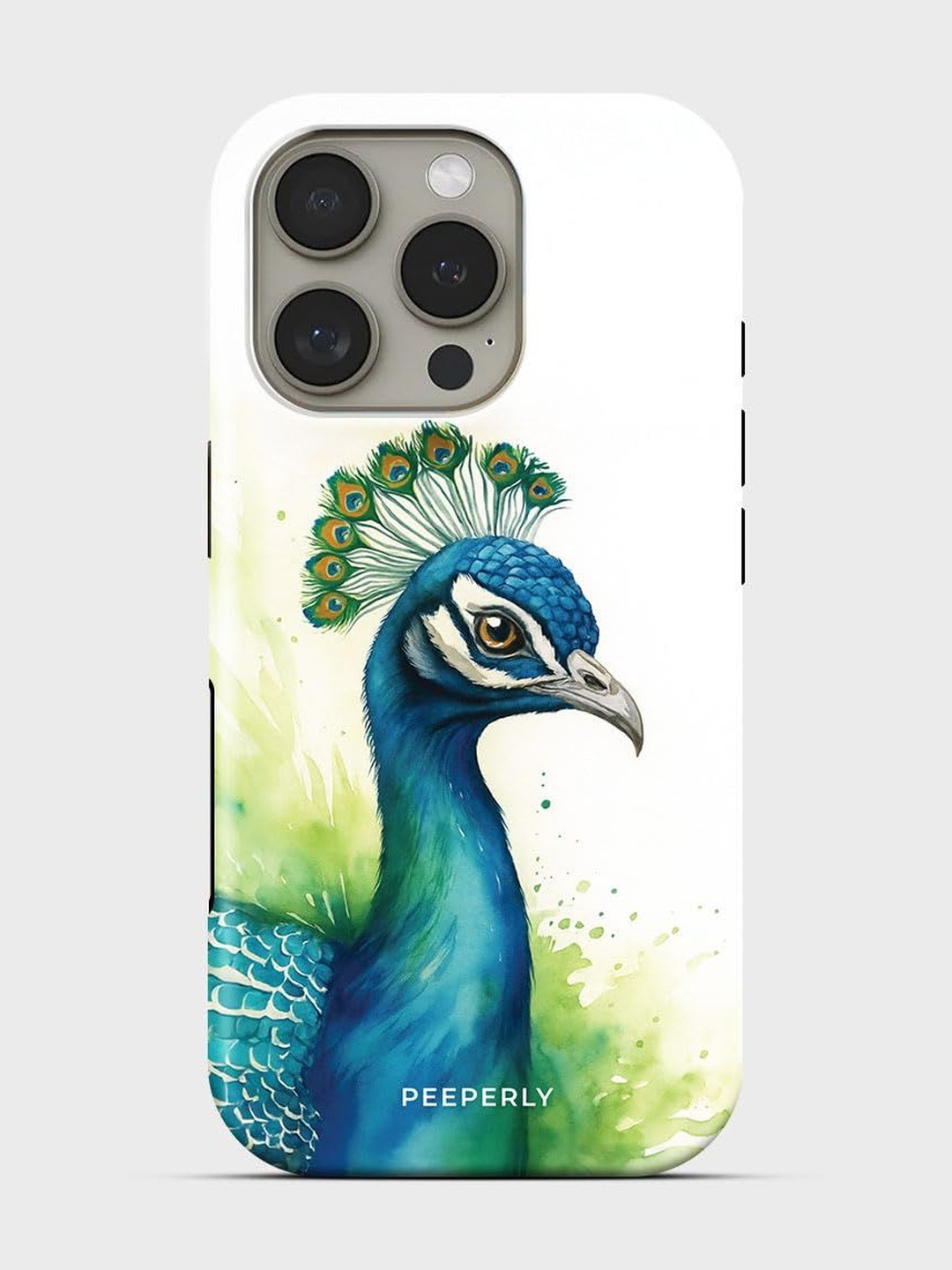 PEEPERLY Unisex iPhone 14 Pro Max Quirky Regal Blue Peacock Impact Resistant Back Case