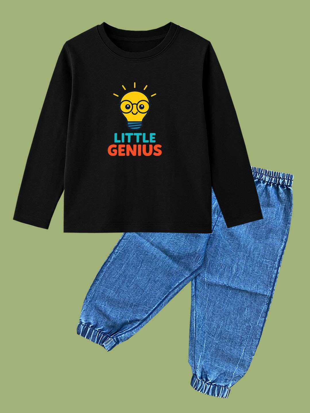 BAESD Pure Cotton Black tee with denim jogger