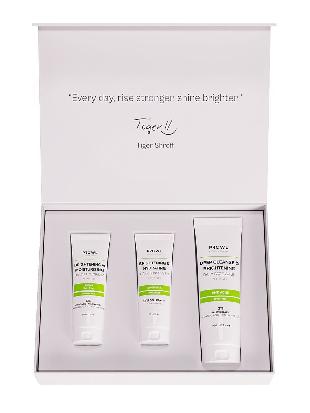 PROWL by Tiger Shroff Set Of 3 Face Wash - 100 ml & Sunscreen & Face Cream - 50 ml Each