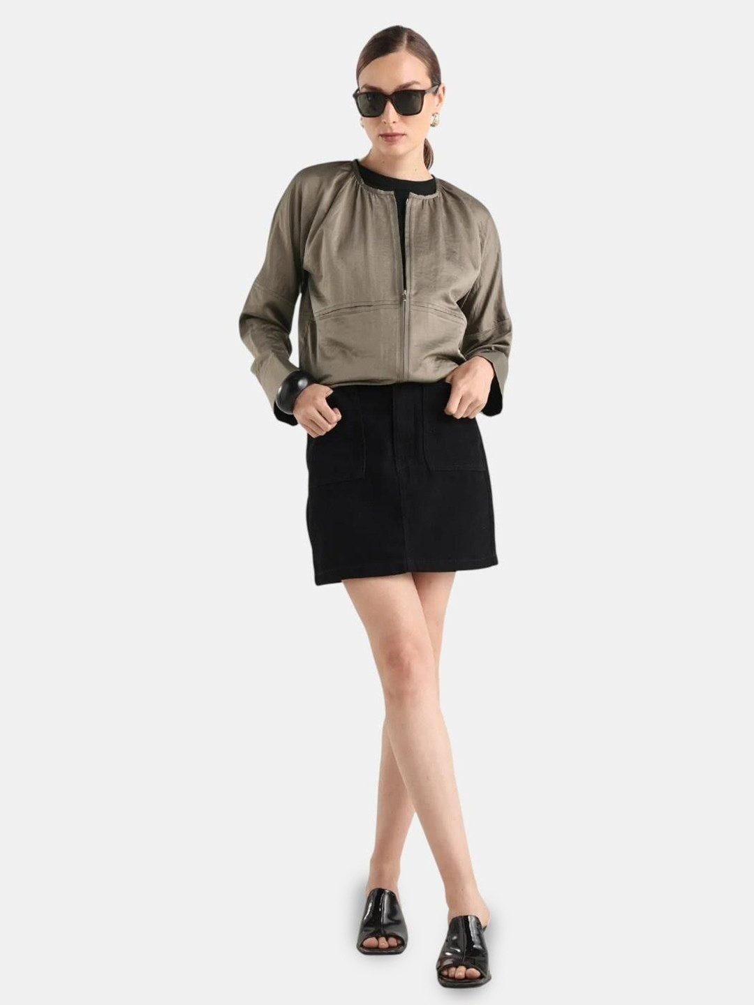 RAREISM Women Round Neck Relaxed Plain Jacket