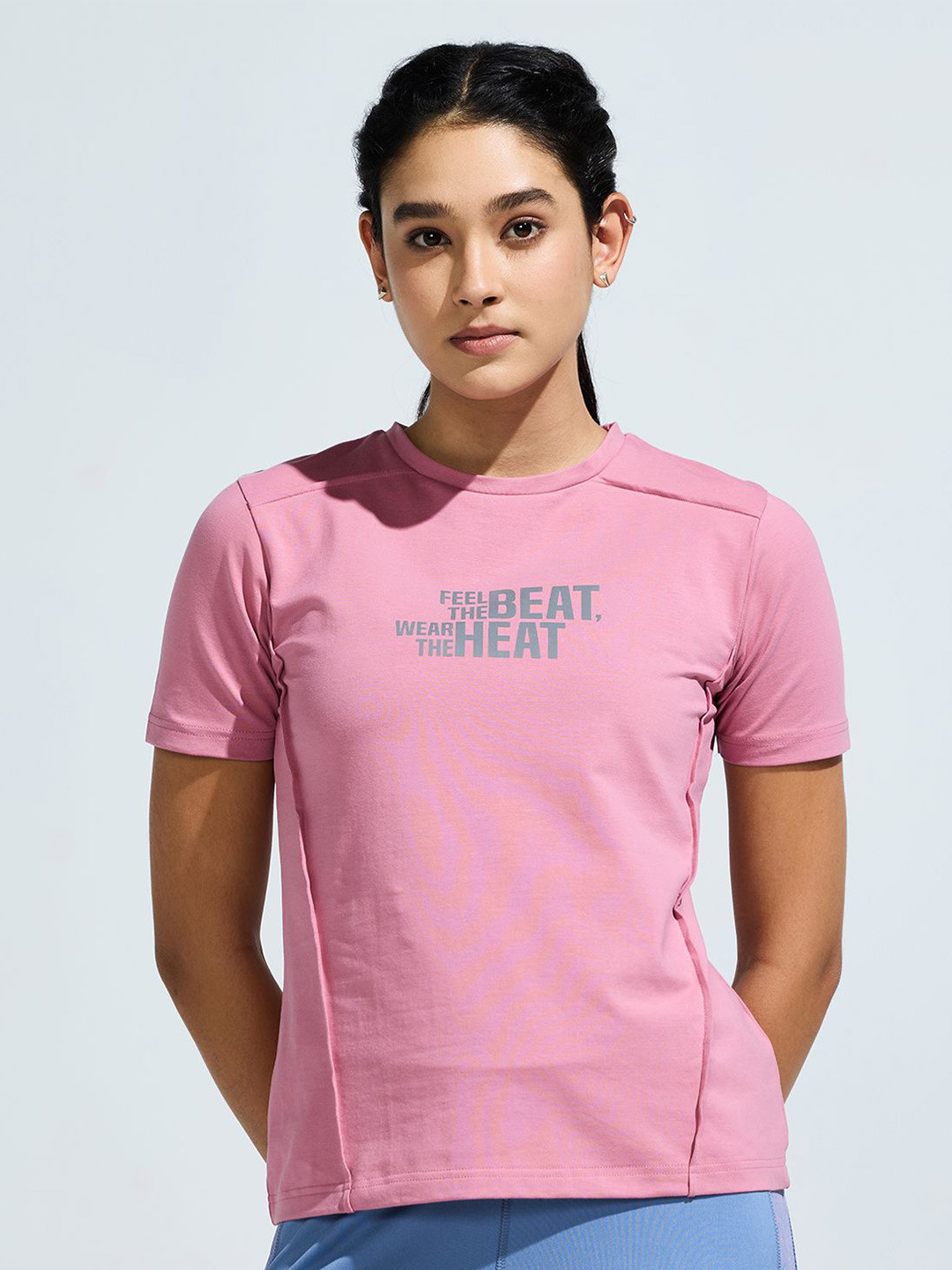 DOMIN8 Women's Regular Fit Round Neck Sports Tshirt