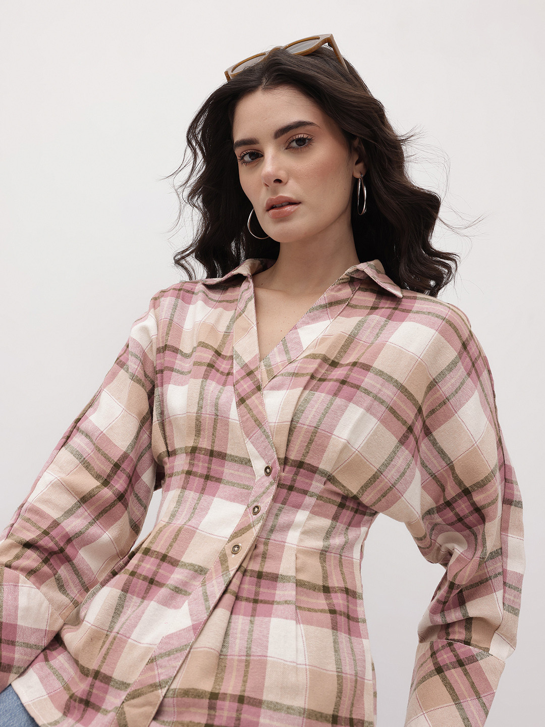 The Roadster Life Co. Classic Tartan Checked Double-Breasted Twill Weave Casual Shirt