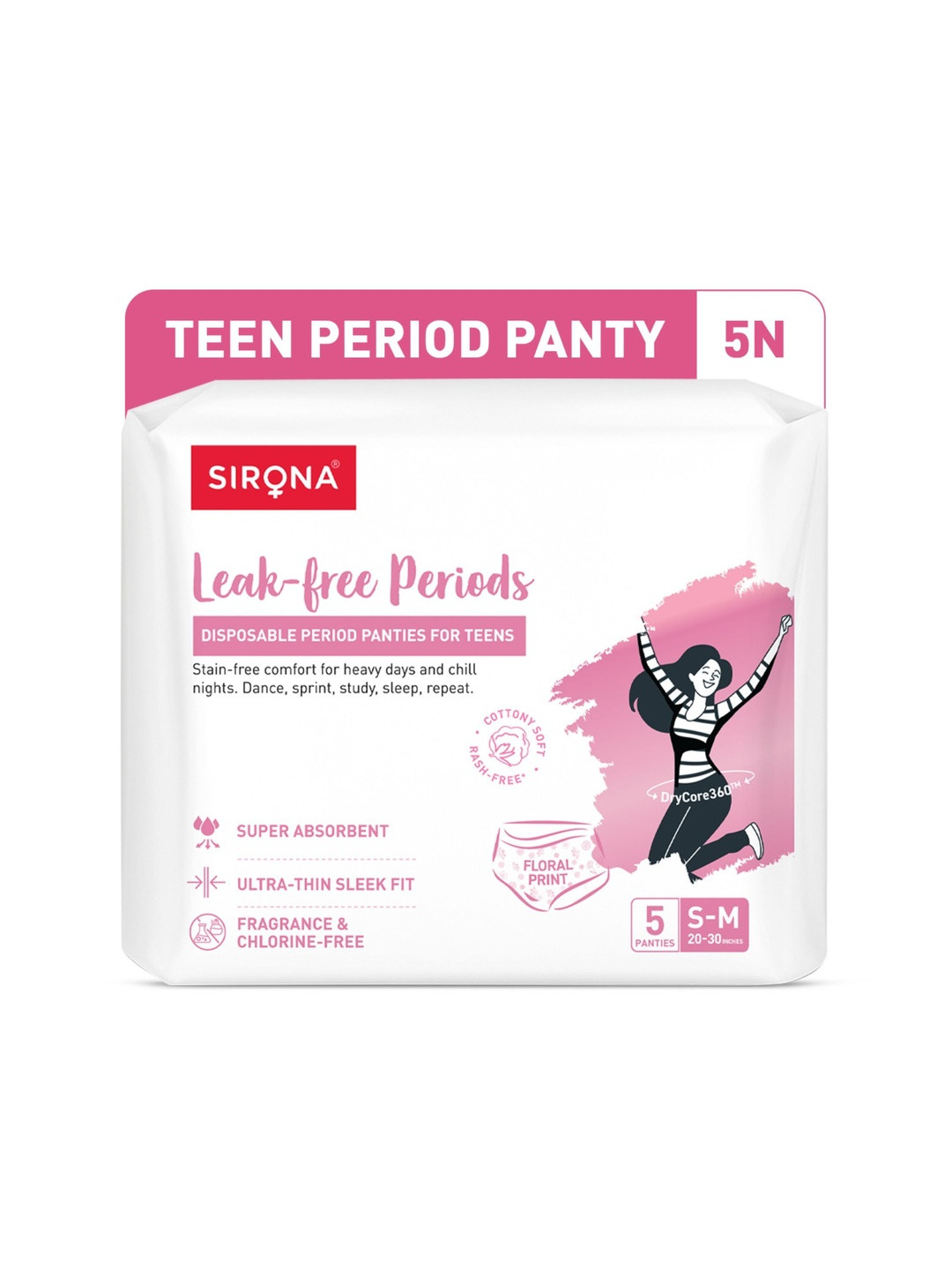 Sirona Ultra Thin Disposable Teen Period Panties - S-M - 5 Pcs