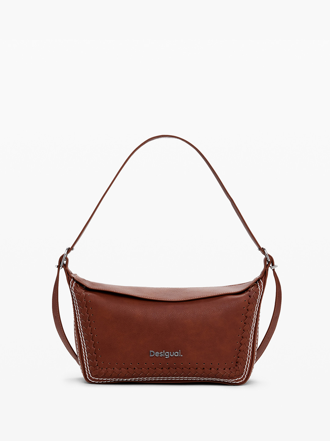 Desigual Braided & Contrast Stitch Detail Shoulder Bag