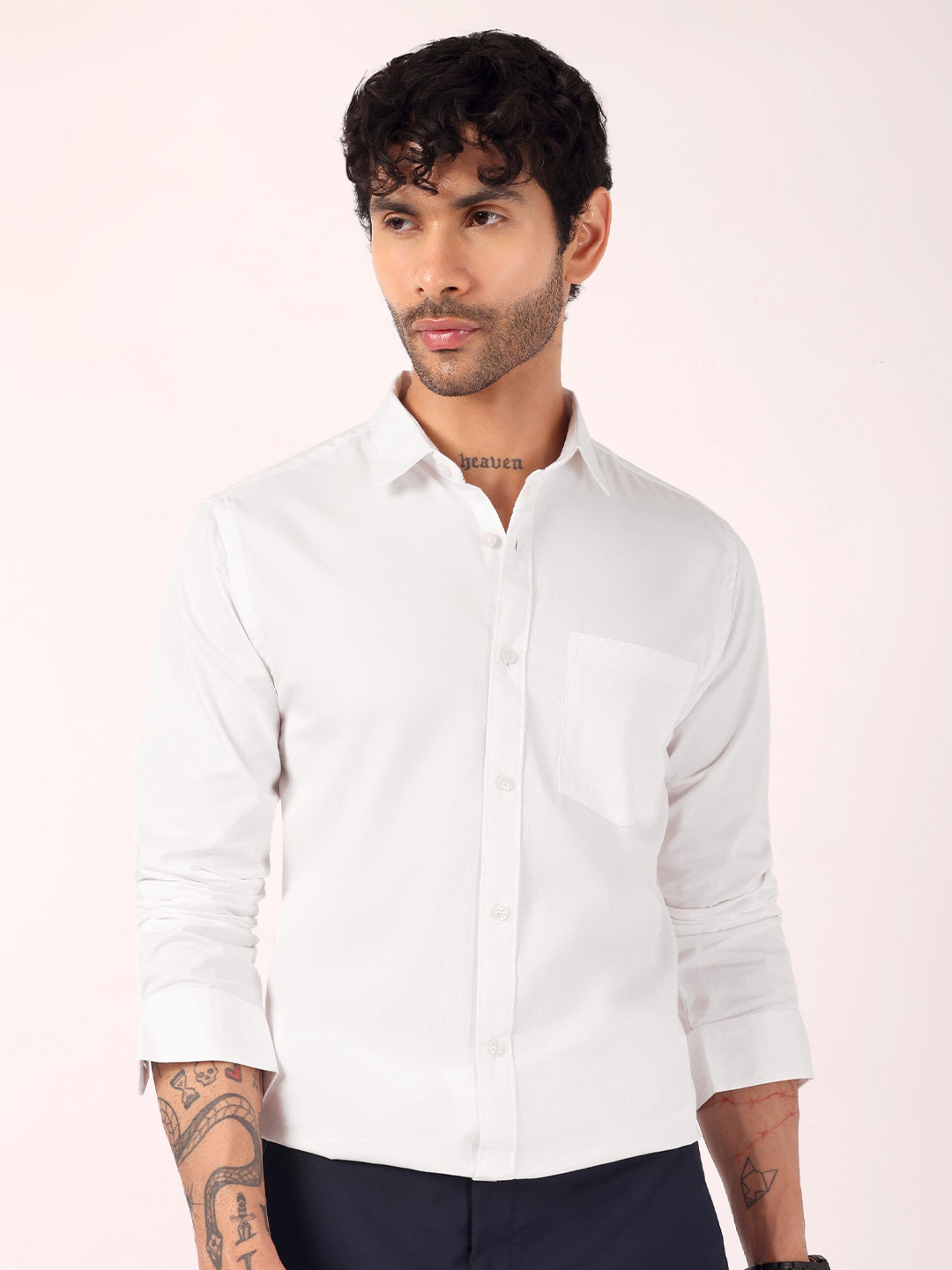 SUI DHAGA Relaxed Fit Comfort Cotton Spread Collar Full Sleeves Formal Shirt