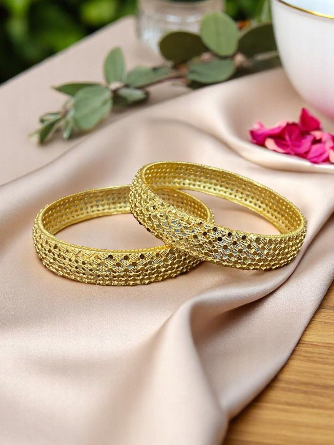 AccessHer Gold Rajwadi Kada Bangle Bracelet Set Jewelry