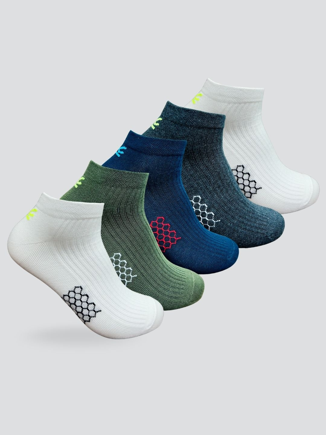 WROGN Unisex Pack Of 5 Pair Assorted Patterned Ankle Length Socks