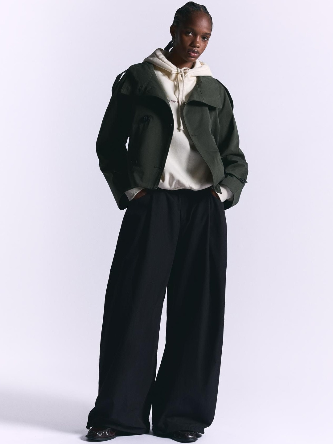 Bershka Women Relaxed Wide Leg Flat-Front Balloon Parachute  Trousers