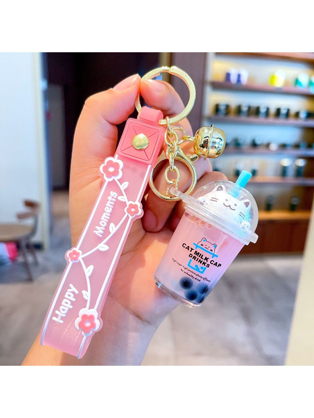 Gopalvilla Unisex Charming Cat Milk Textured Key chain