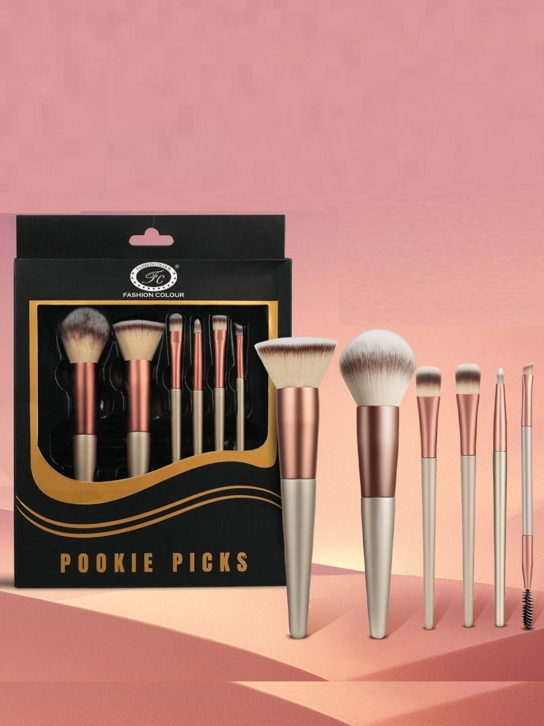 Fashion Colour Set of 6 Pookie Picks Professional Makeup Brush Set - Mbs04