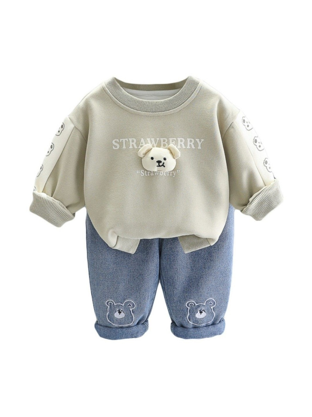 YK Kids Self Design Sweatshirt With Joggers