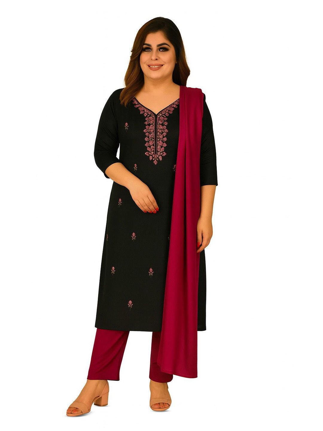 Vrinde Woolen Embroidered  Salwar Suit Stole Material