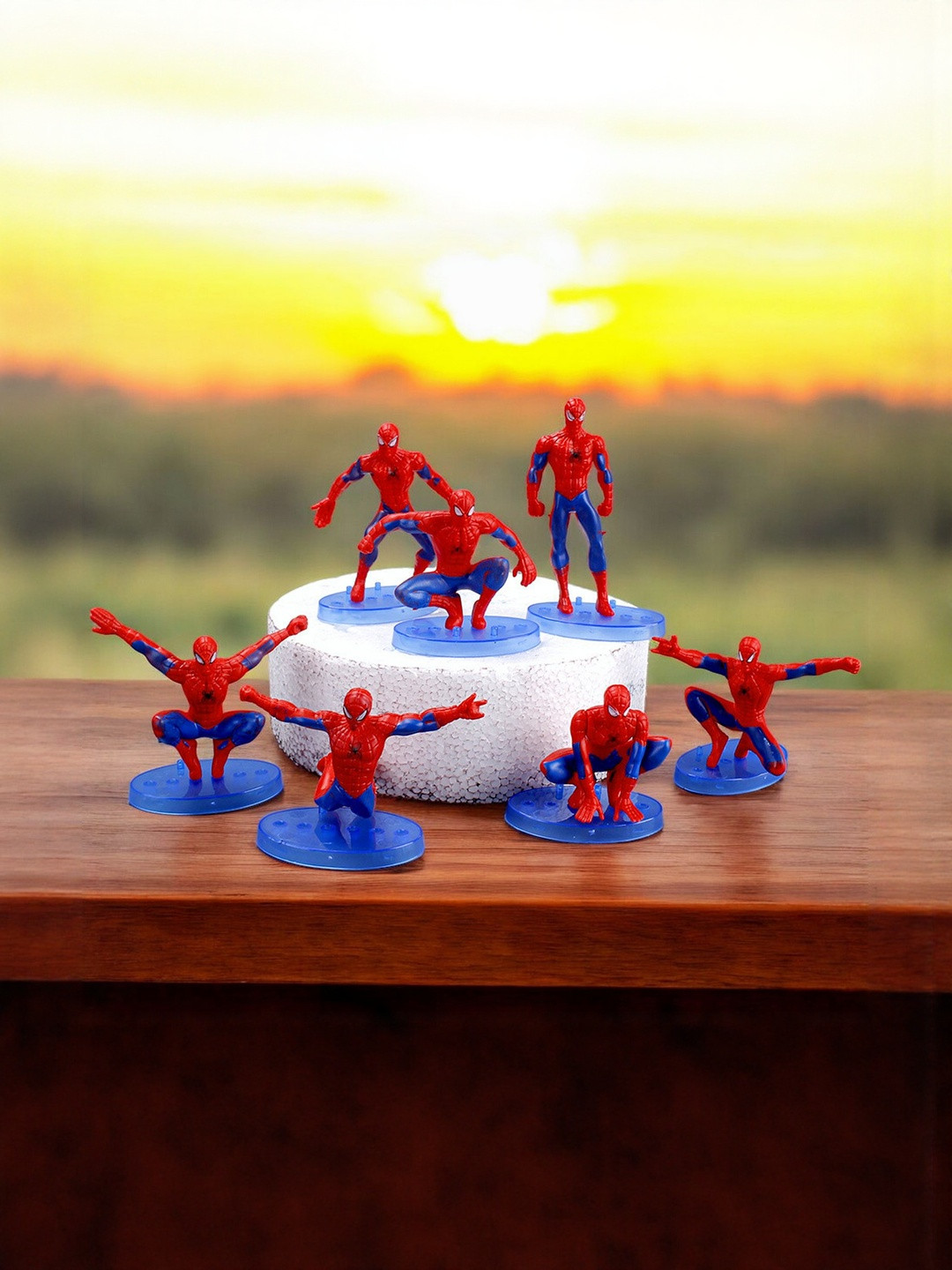 Flenzy Red 7 Pieces Spiderman Figures Toy Showpiece