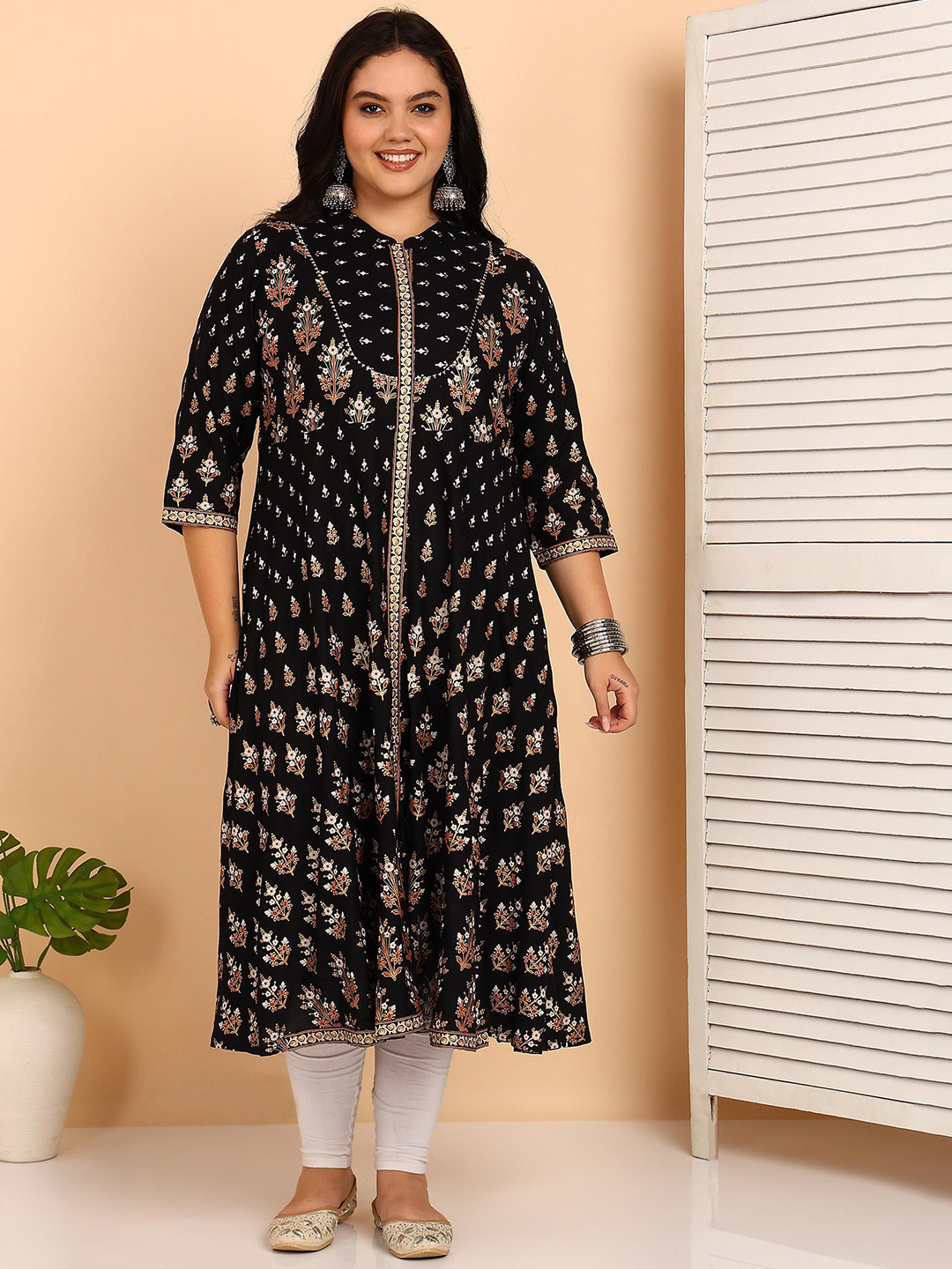 YASH GALLERY Women Plus Size Floral Printed Daily A-Line Kurta