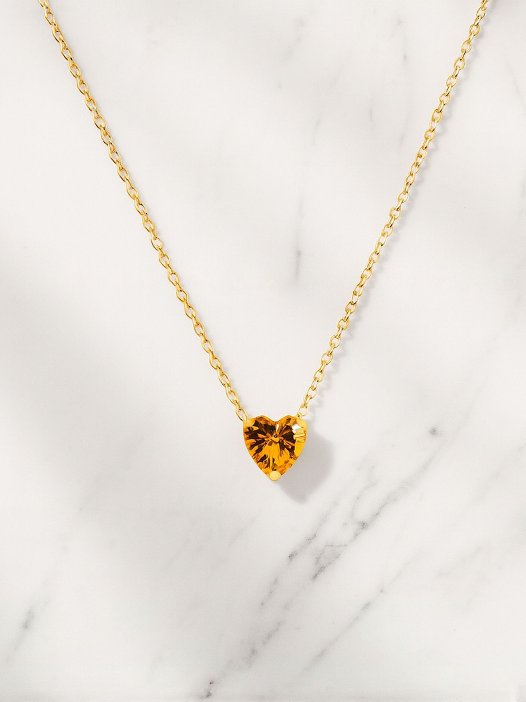 ShopSiiri Stainless Steel 18K Gold-Plated Topaz Studded Minimal Necklace