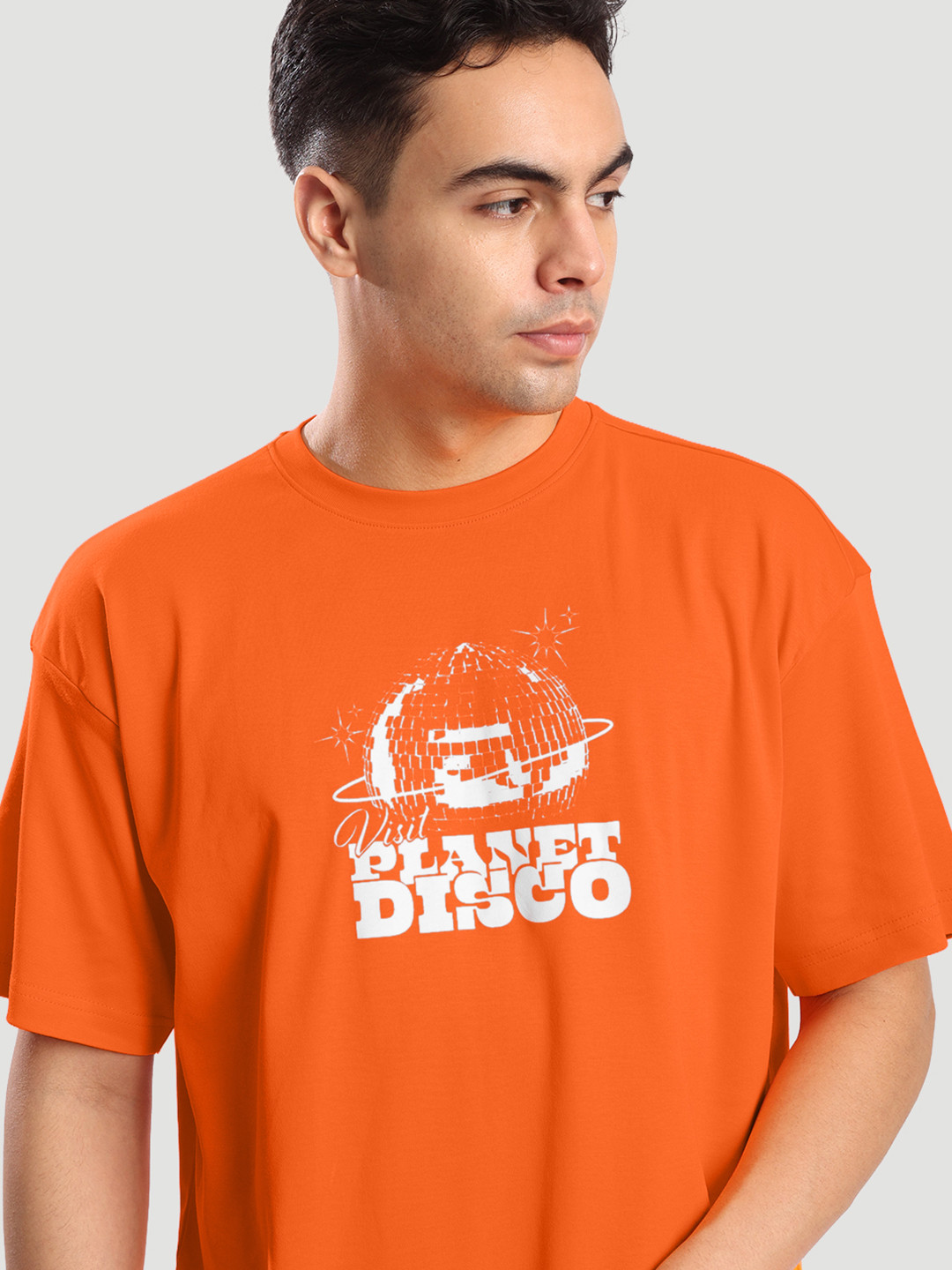 Bene Kleed Men Orange Typography Printed Round Neck Oversize T-shirt