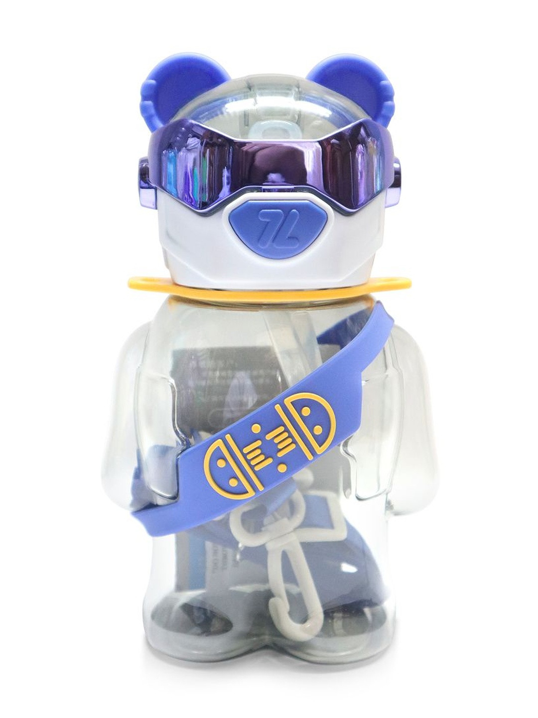 Lifaura Kids Blue & Transparent Flip Top Sipper Water Bottle With Straw 550 ml