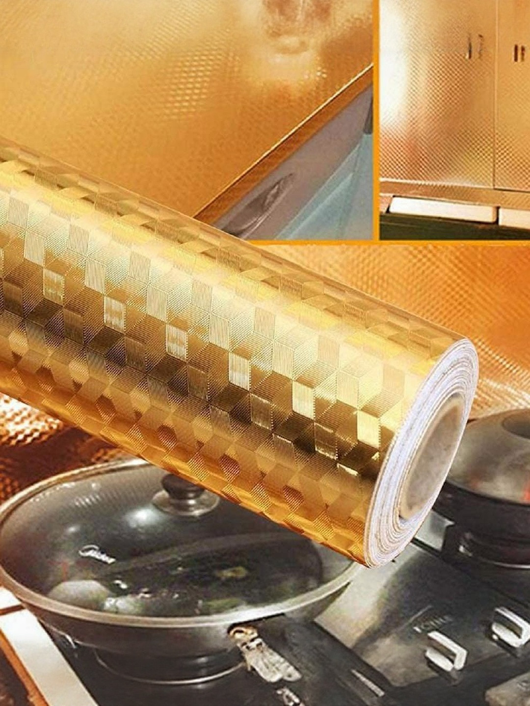 SARVARI Gold-Toned & Beige Printed Self Adhesive Wall Sticker