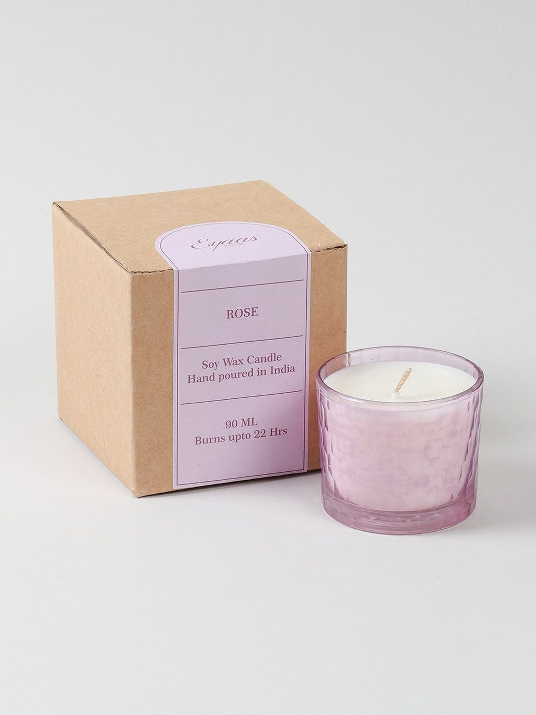 Eyaas Pink Scented Glass Soy Candle Rose Jar Candle