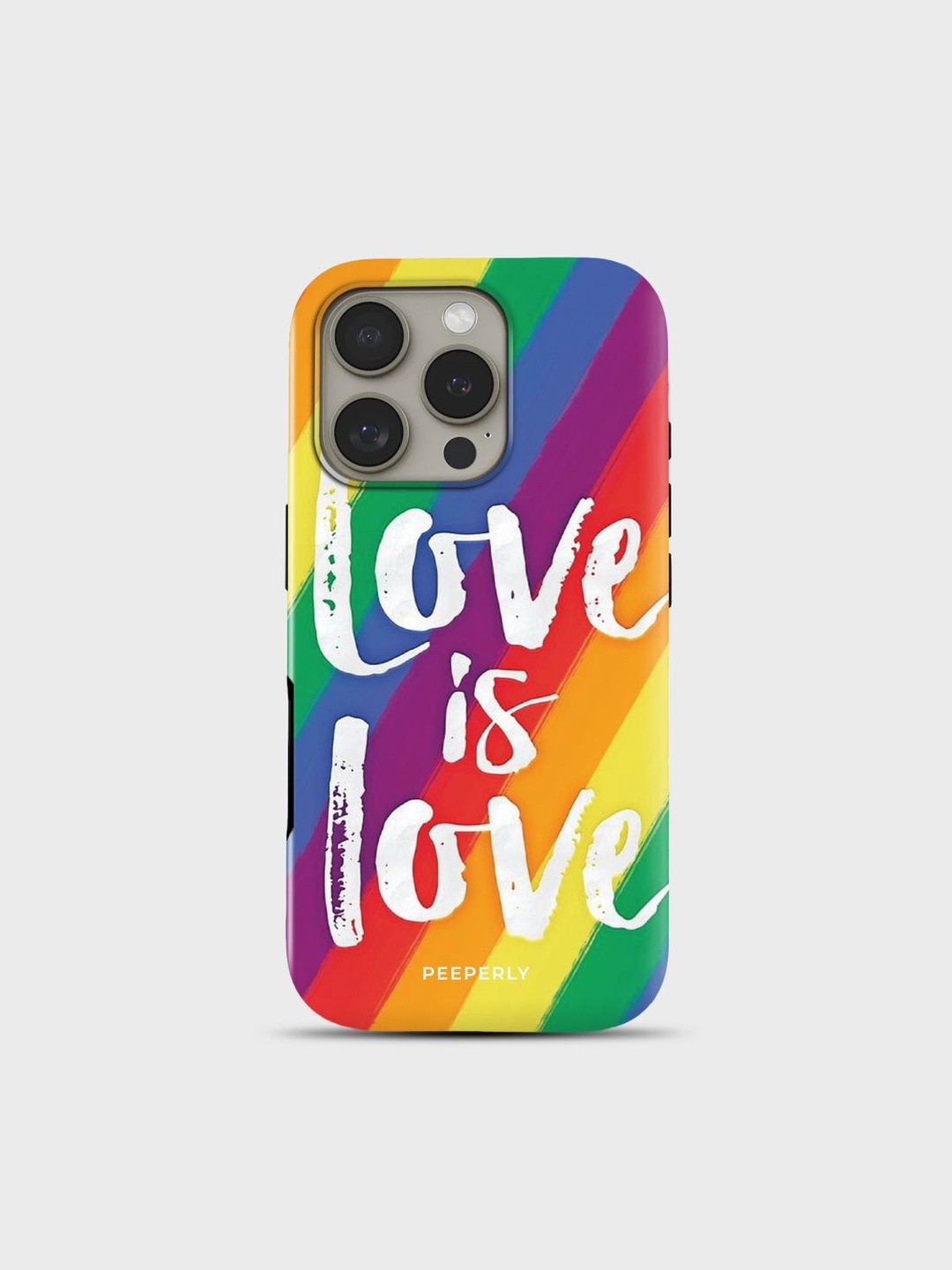 PEEPERLY Unisex iPhone 14 Pro Typography Love is Love Crystal Impact Resistant Back Case