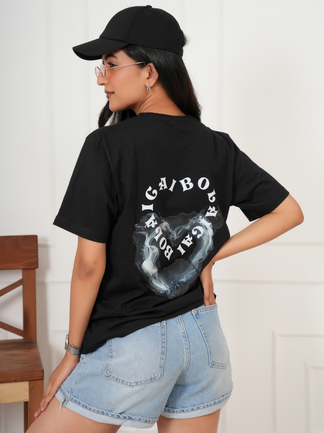 VEROCONIC Women Graphic Printed Round Neck Relaxed Fit Cotton T-shirt