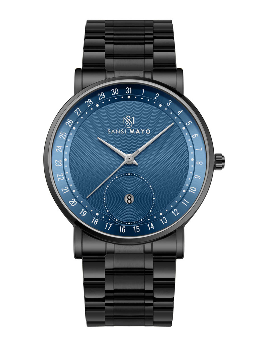 SANSIMAYO Axis Dial & Stainless Steel Straps Analogue Watch SM-M-305-B-B-BL