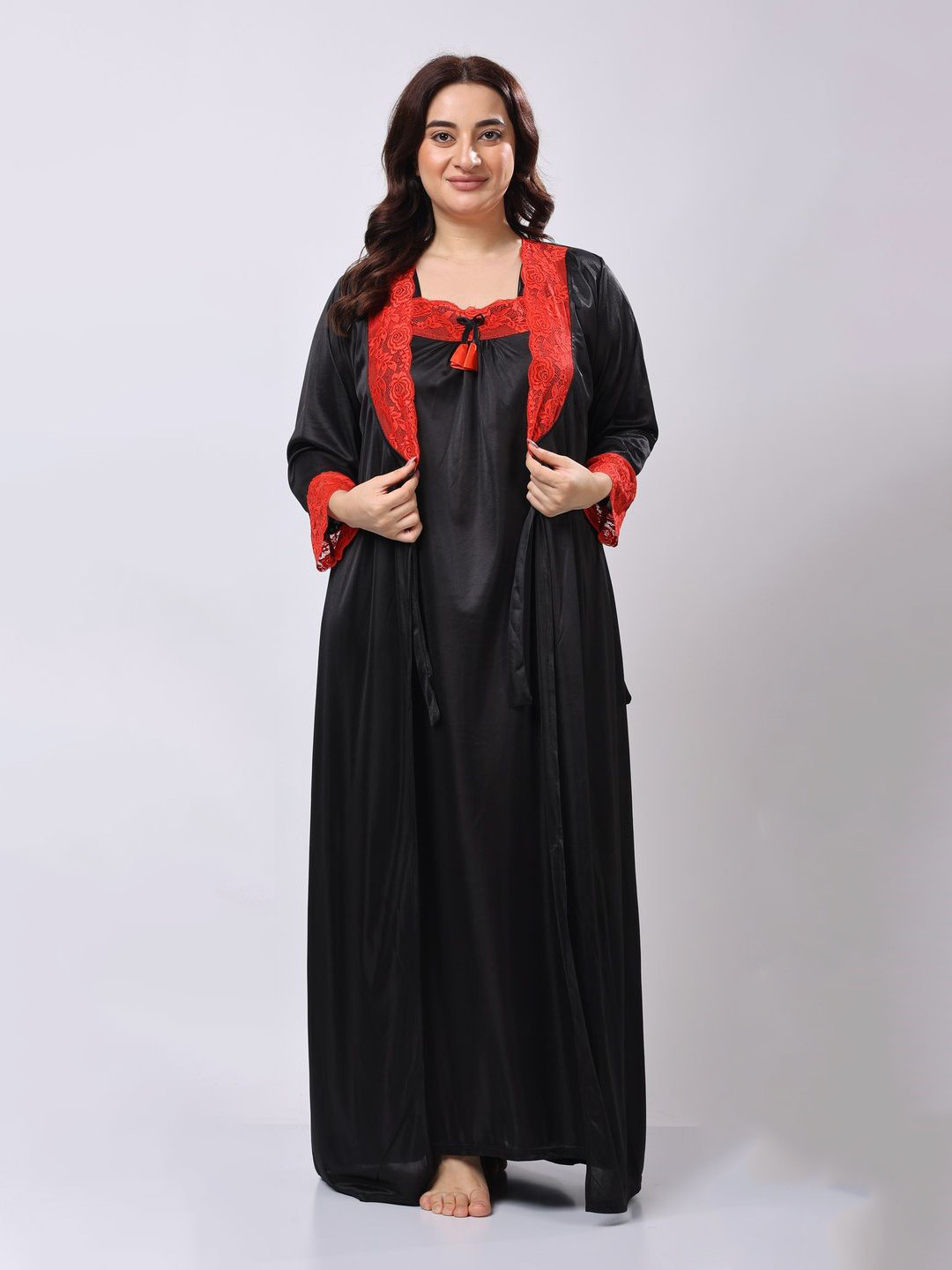 Brifesha Floral Emboridered Wrap Maxi Nightdress