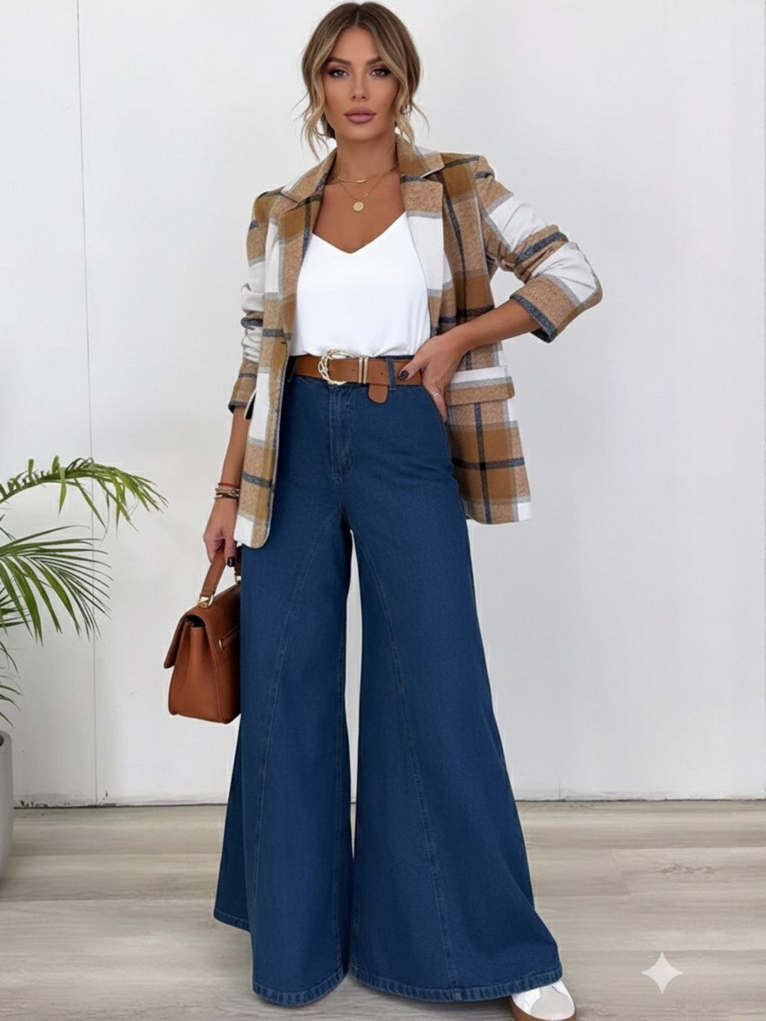 DressBerry Lattice Casual Polyester Blazer