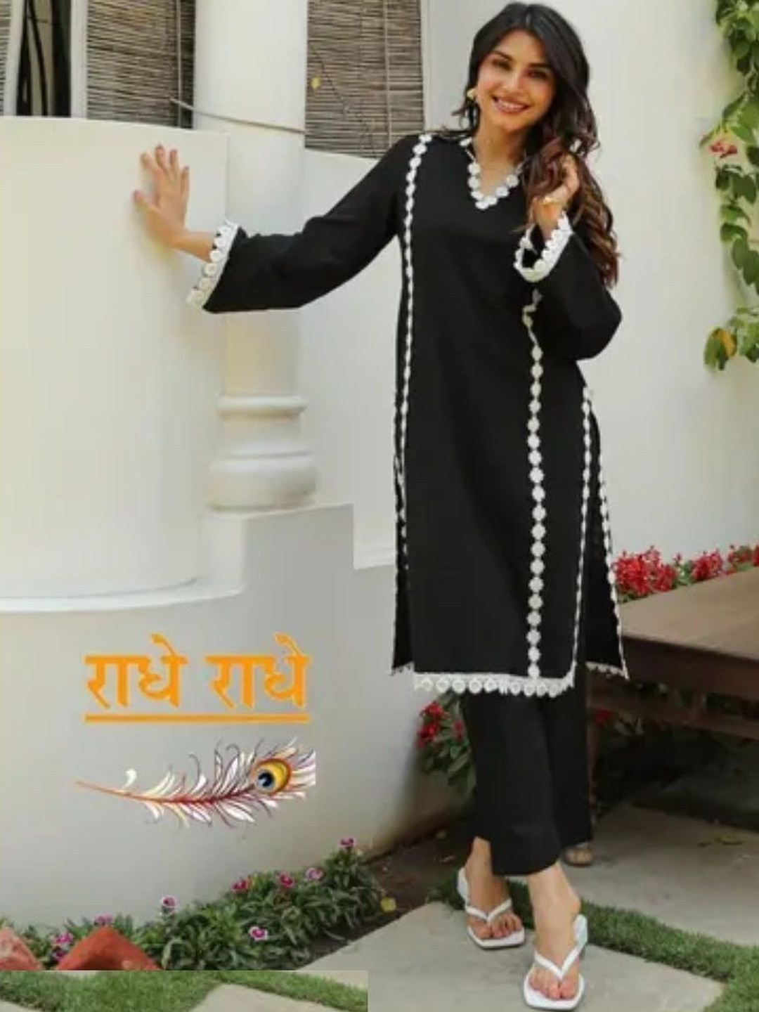 GOBYA V-Neck Straight Regular Sleeves Kurta With Trouser