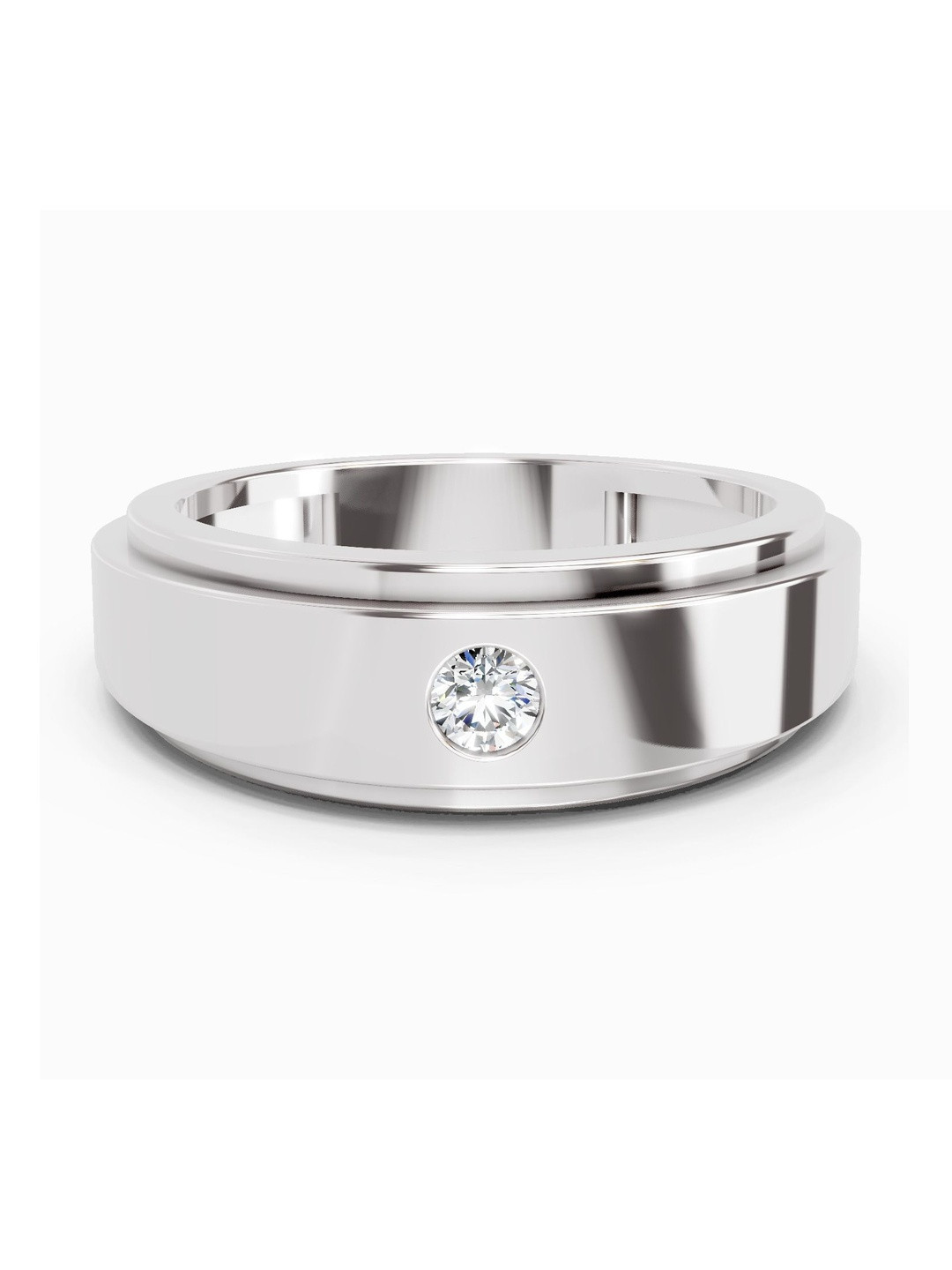 Sparkles Men 14Kt White Gold Finger Ring With 0.11 Carat Lab Grown Diamond - 3.82 g