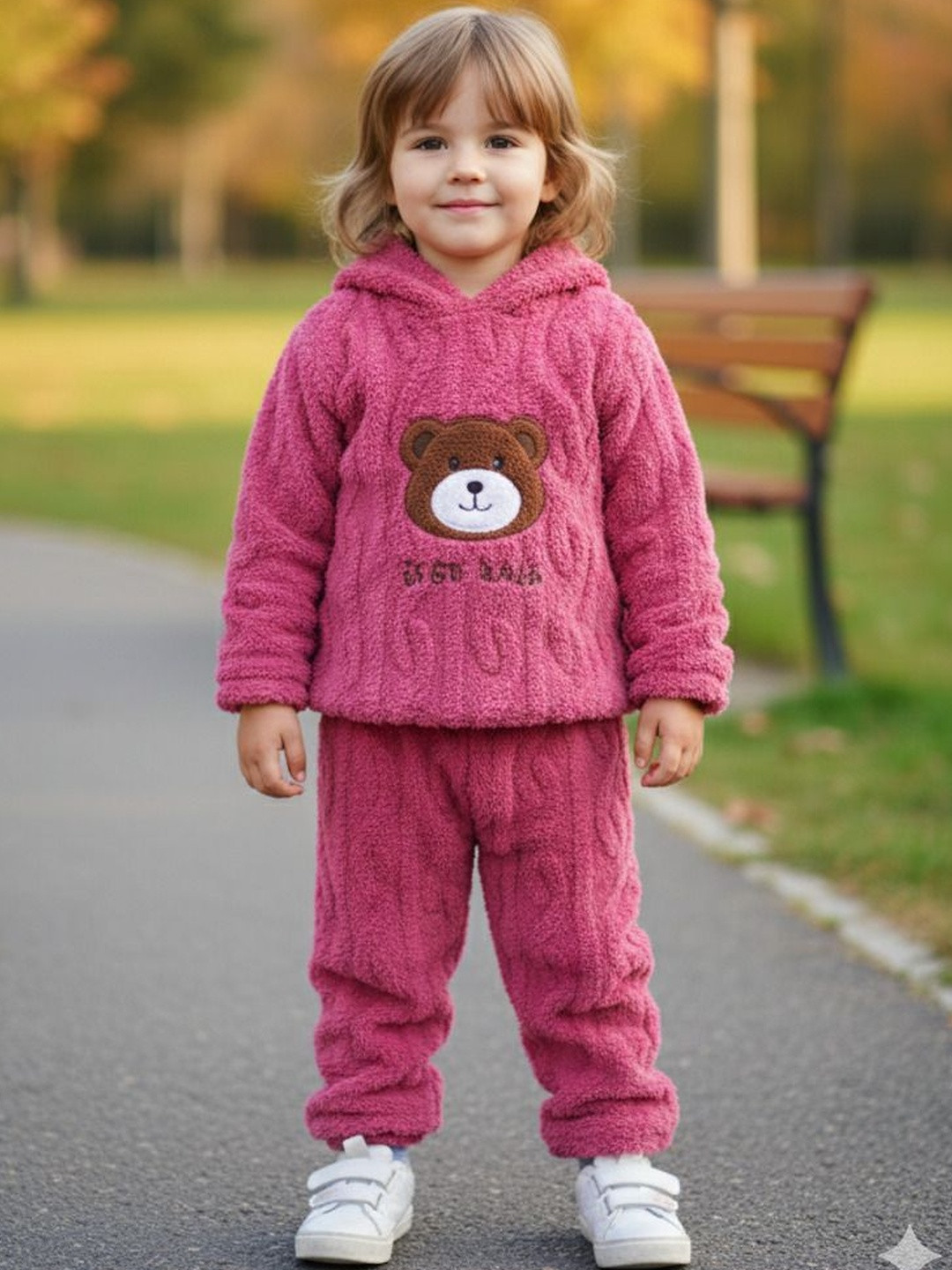 Uttam Girls Printed Hooded Long Sleeves Pyjamas