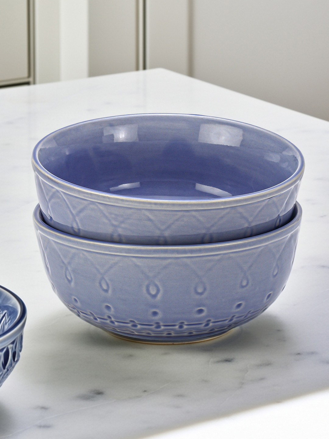 BODHI HOUSE Blue 2025 2 Pieces Ceramic Dishwasher and Microwave Safe Core Bowl