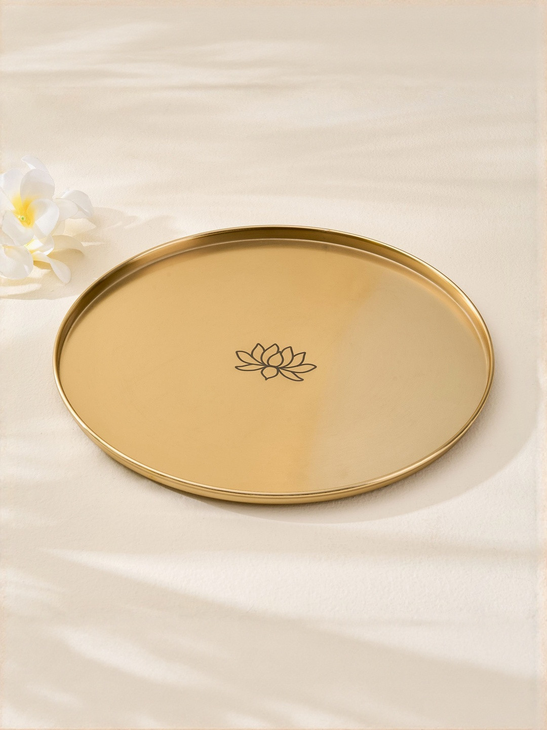 Home Centre Soma Pema Lotus Etched Decorative Platter
