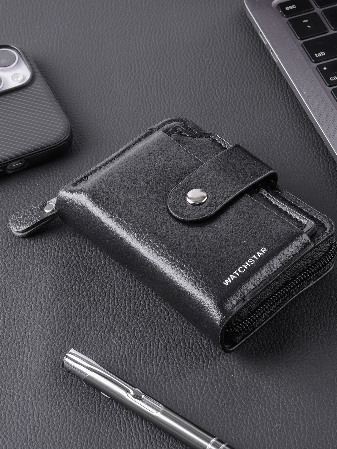 WATCHSTAR Unisex RFID Leather Card Holder With 2 Money Pocket