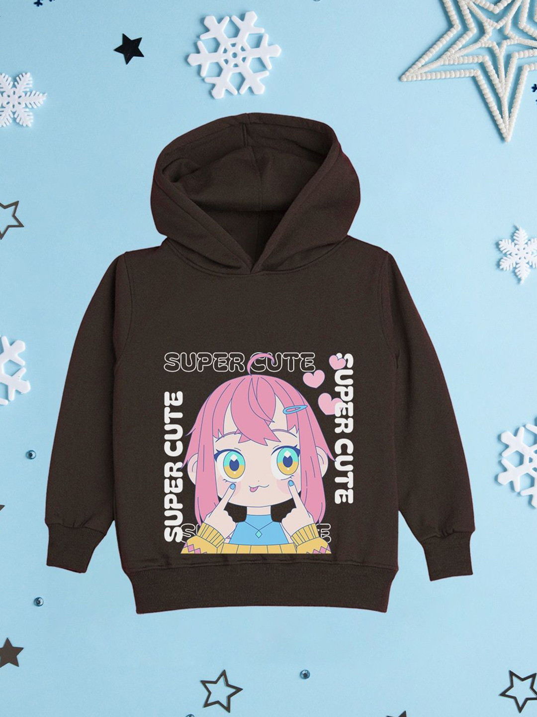 NUSYL Girls Anime Printed Fleece Hooded Warm Pullover Sweatshirt