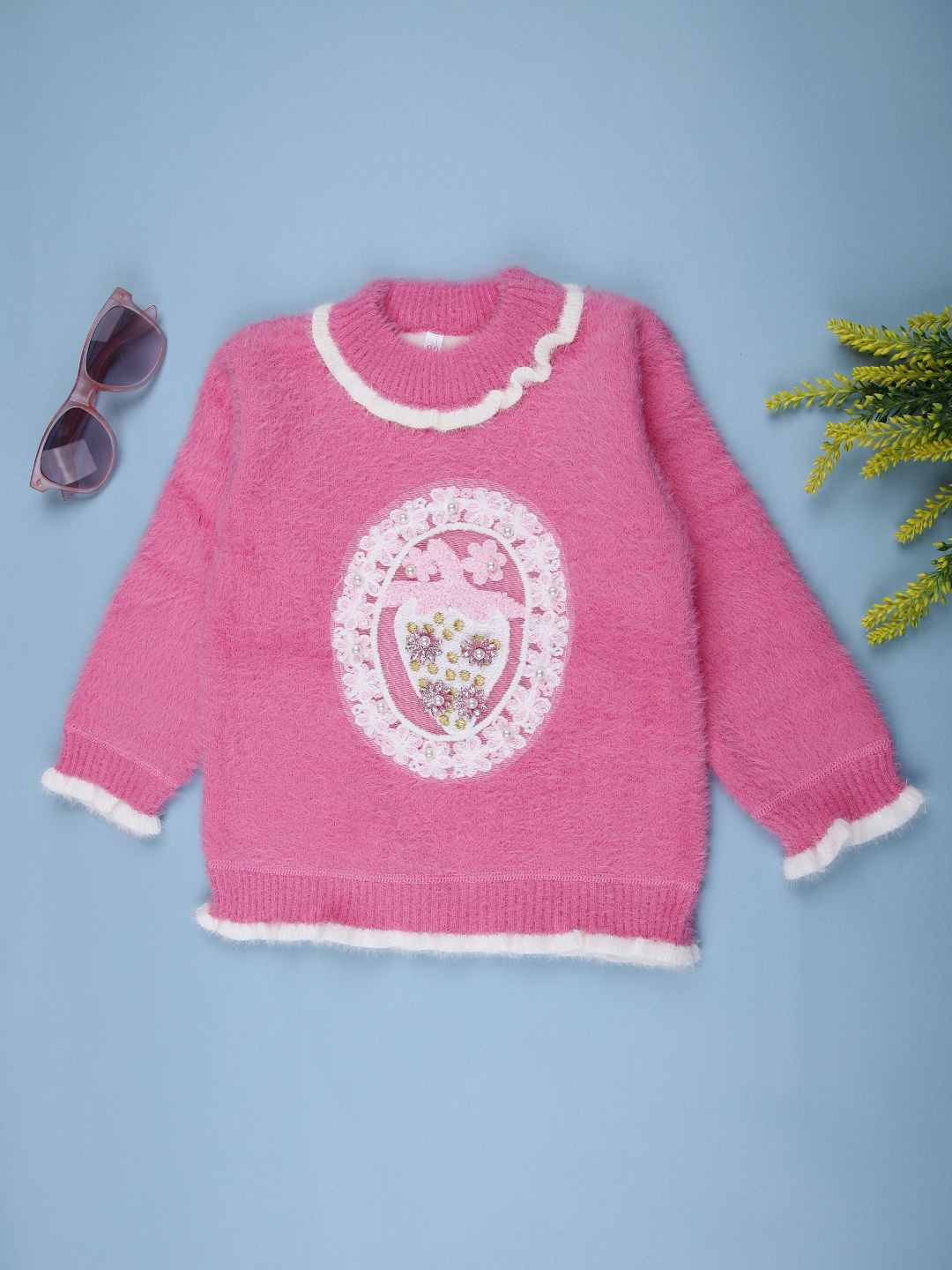 V-Mart Infant Self Design Imported Round Neck Pullover Sweater