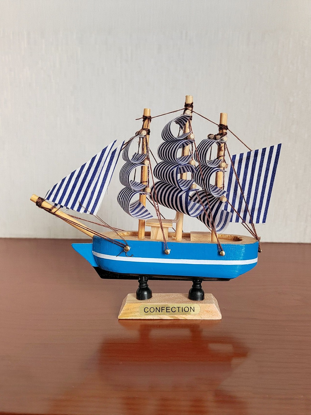 Gopalvilla Blue Sailboat Cake Topper Decoration Curio Showpiece