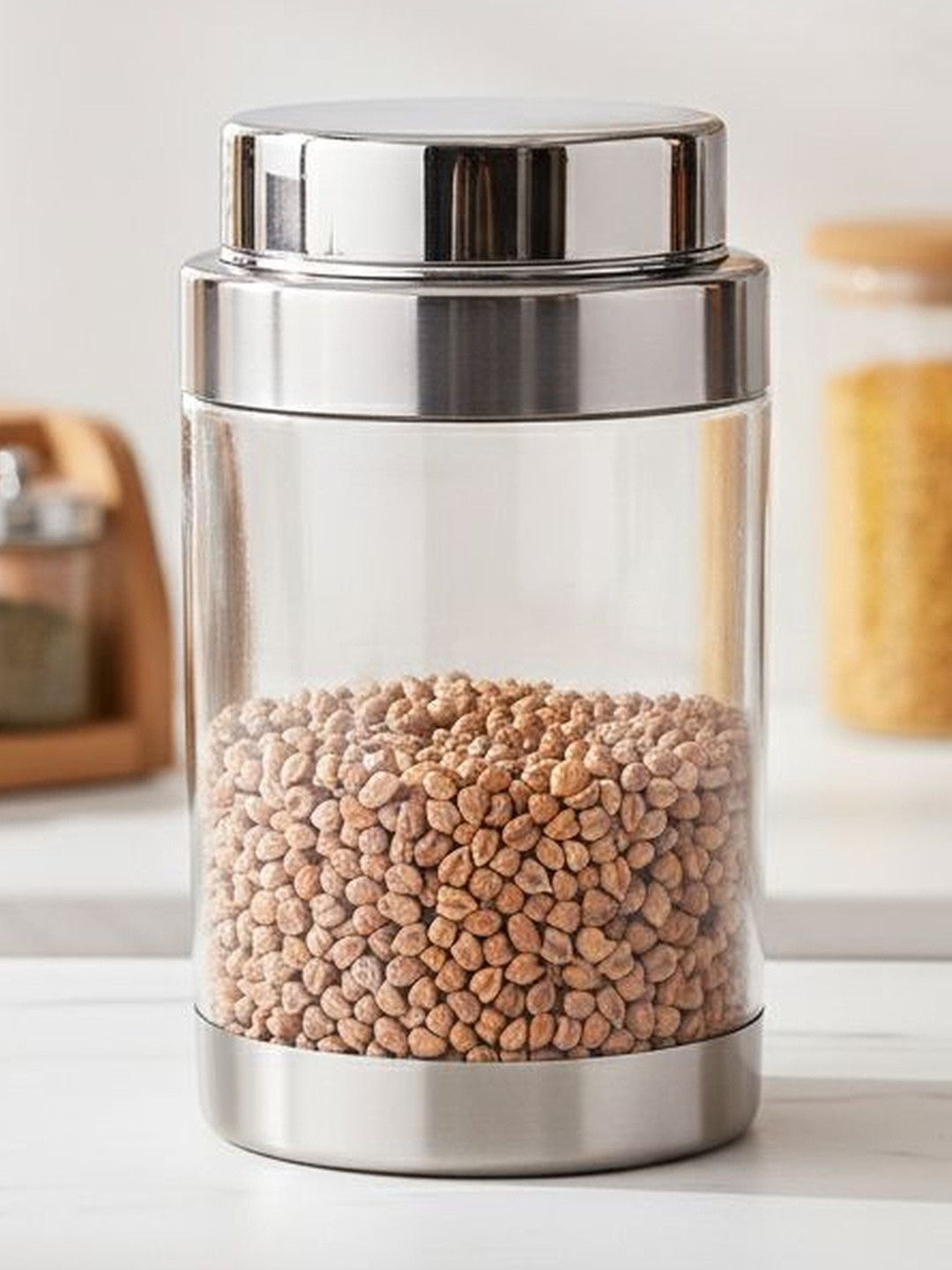 SIZZLE 2025 Silver-Toned Stainless Steel Durable Clip-On Canister 1850 ml