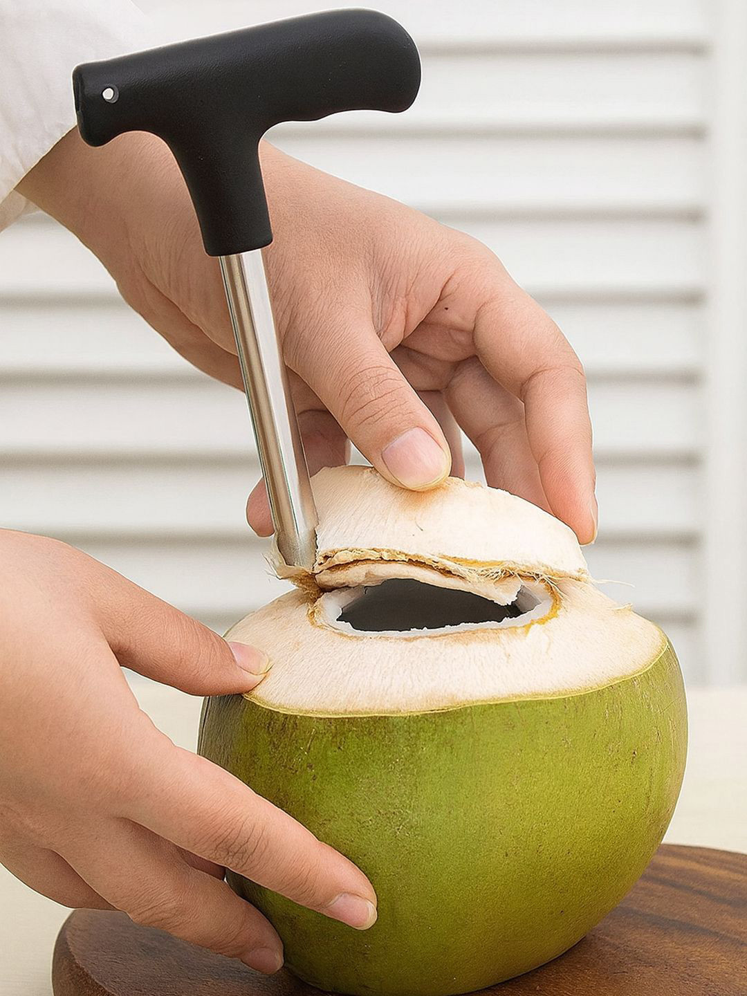 Kuber Industries Black Stainless Steel Coconut Opener Quick & Cracking Tool & Drill Cutter