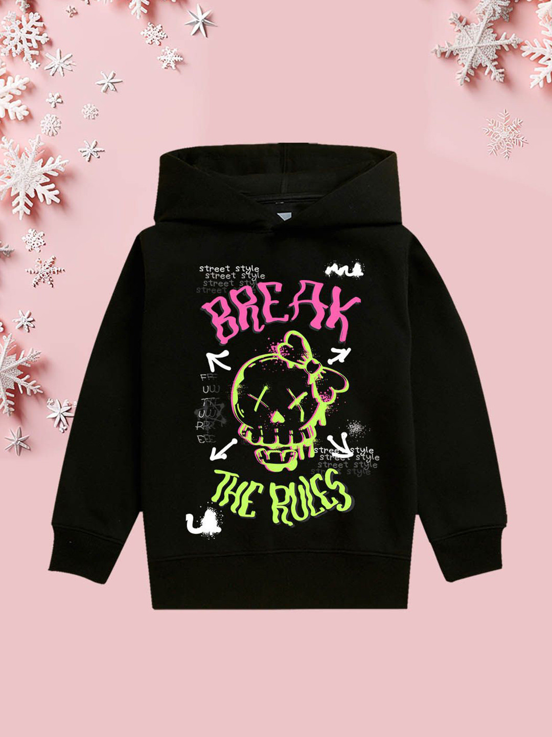 NUSYL Girls Break The Rules Printed Hooded Long Sleeves Sweatshirt