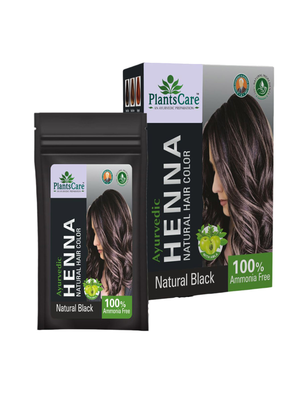 PlantsCare Ayurvedic Henna Natural Hair Color- 240g - Natural Black