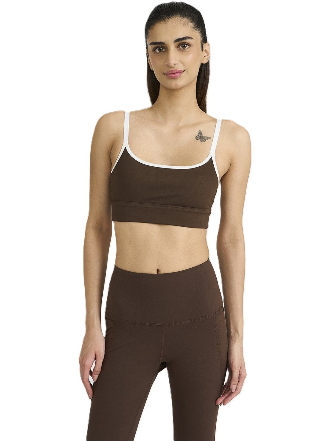 Hunnit Women Stretchable Wide Wasitband Adjustable Straps with Inbuilt Zen Halo Sports Bra